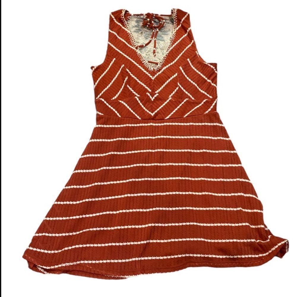 Bohemian Red Orange Striped Tank Dress